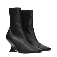 Dries Van Noten Black Leather Ankle Boots