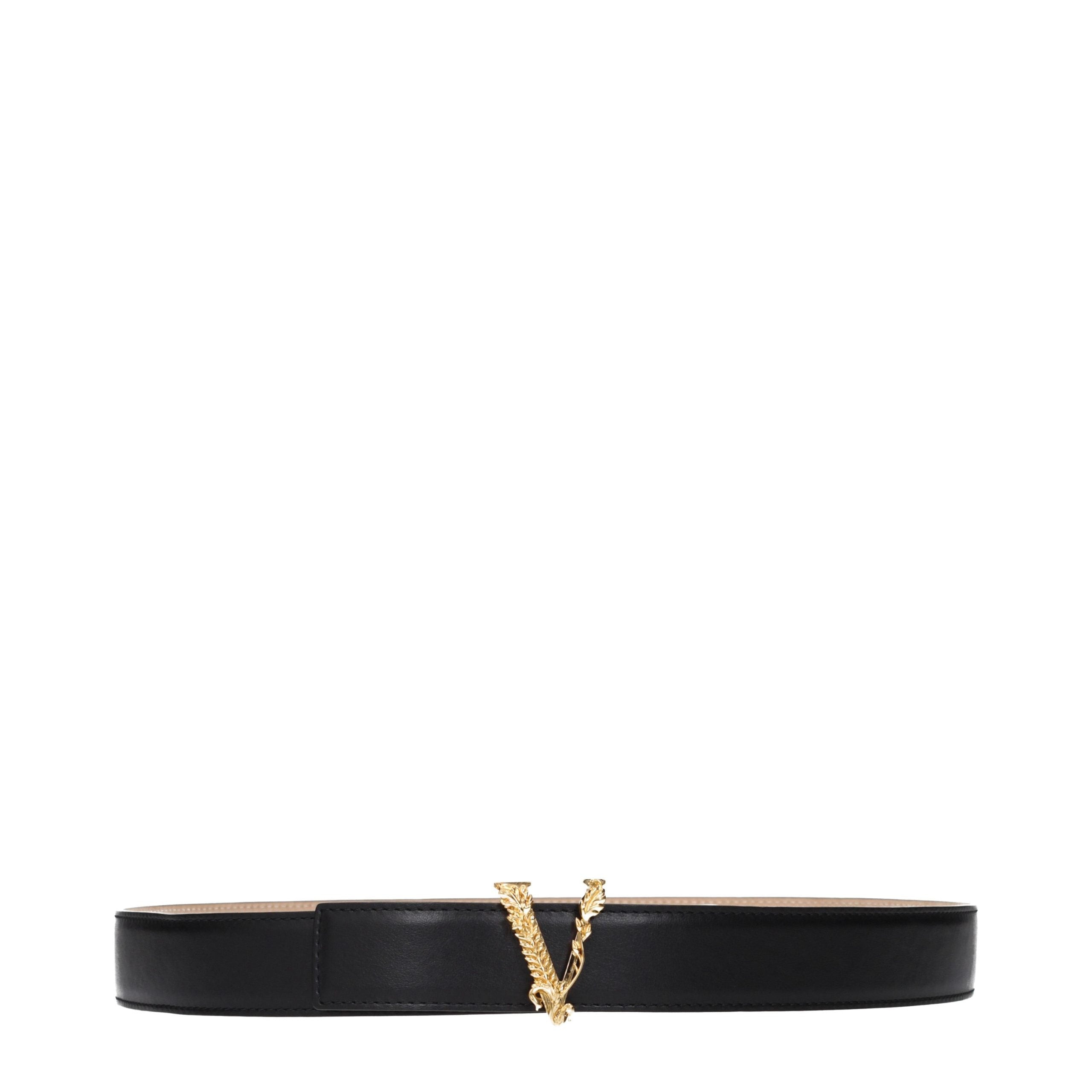 Versace Black Leather Regular Belt