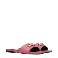 Versace Pink Leather Slippers