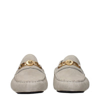 Versace Gray Leather Slip-On Loafers