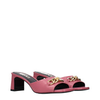 Versace Pink Leather Flat Sandals