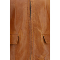 Marni Brown Calf Leather Bos Taurus Leather Jacket