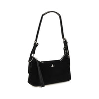Vivienne Westwood Black Suede Leather Shoulder Bag