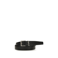 Saint Laurent Black Calf Leather Bos Taurus Regular Belt