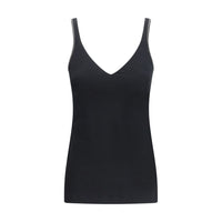Brunello Cucinelli Black Cotton Sleeveles T-Shirt
