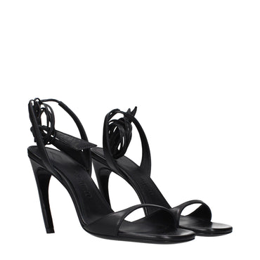The Attico Black Leather Stiletto Heel Sandals
