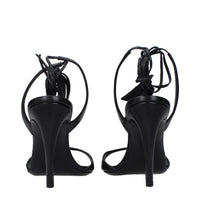The Attico Black Leather Stiletto Heel Sandals