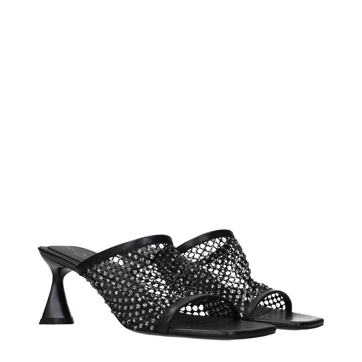 Stella McCartney Black Leather Stiletto Heel Sandals