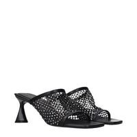 Stella McCartney Black Leather Stiletto Heel Sandals