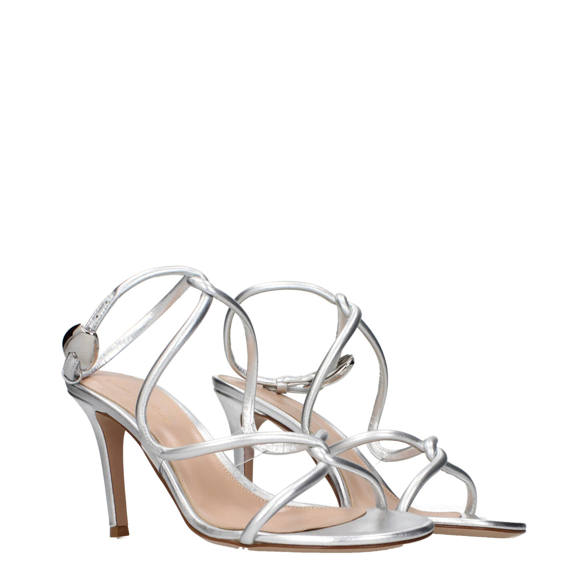 Gianvito Rossi Gray Leather Stiletto Heel Sandals