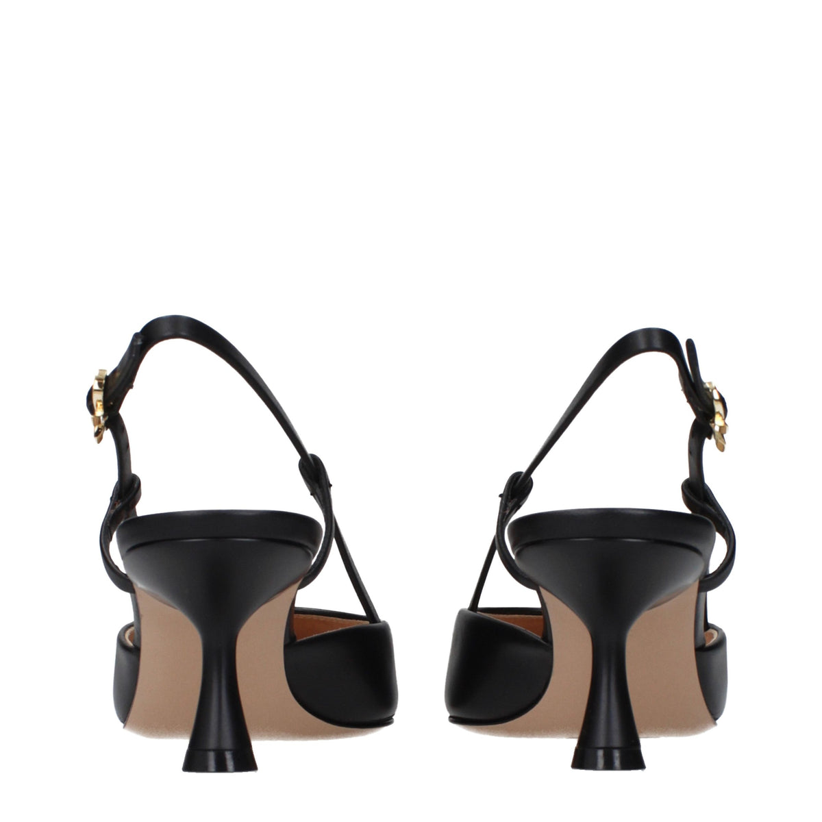 Gianvito Rossi Black Leather Mid Heel Pumps