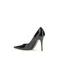 Amina Muaddi Black Calf Leather Bos Taurus High Heel Pumps