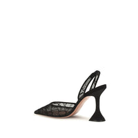 Amina Muaddi Black Fabric Stiletto Heel Sandals