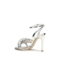 Gianvito Rossi Silver Calf Leather Bos Taurus Stiletto Heel Sandals