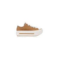 Converse Beige Leather Platform Sneakers