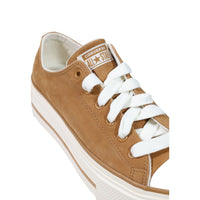 Converse Beige Leather Platform Sneakers