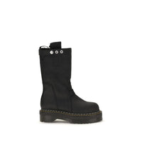 Rick Owens Black Nubuc Leather Lace-Up Boots