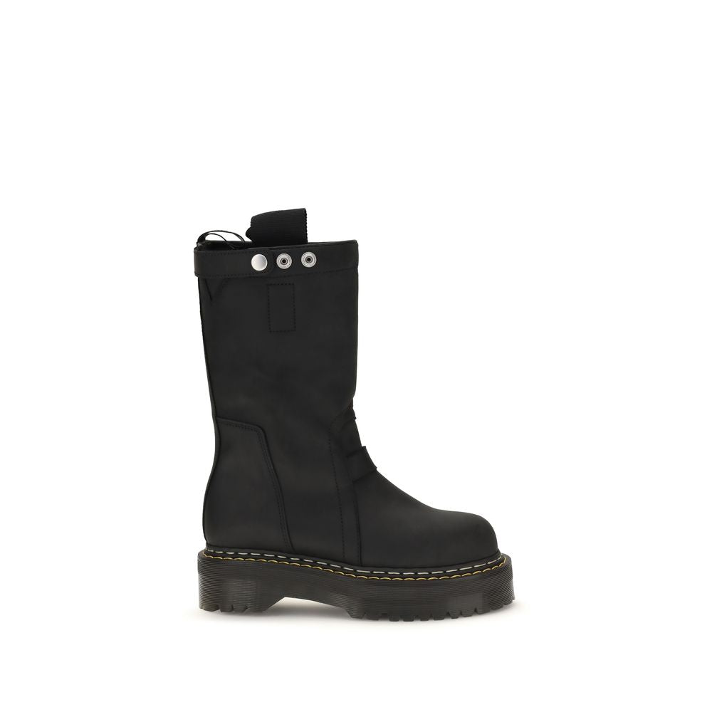 Rick Owens Black Nubuc Leather Lace-Up Boots