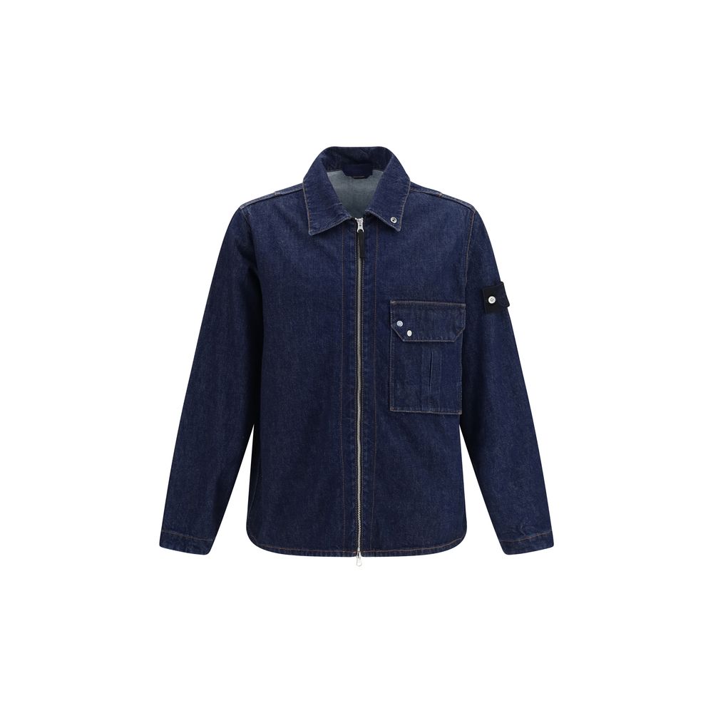 Stone Island Blue Cotton Denim Jacket