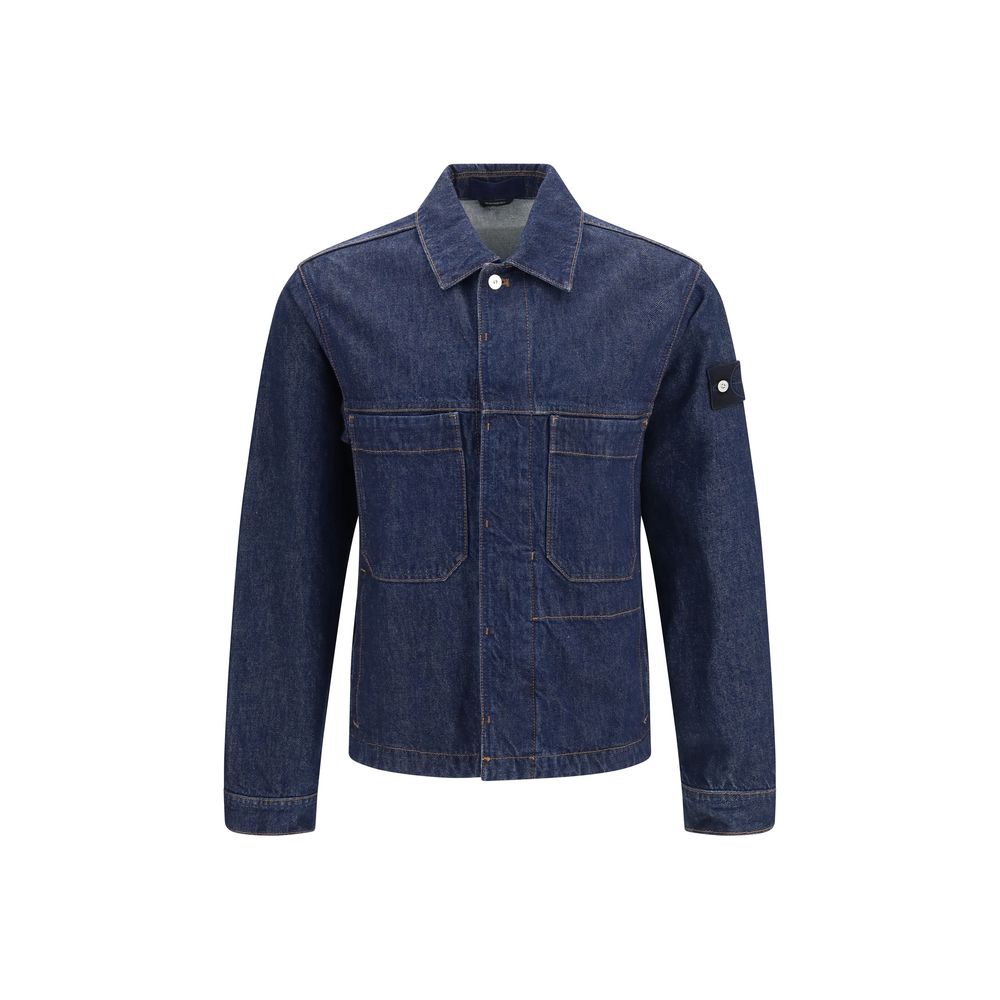 Stone Island Blue Cotton Denim Jacket