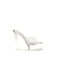 Amina Muaddi Silver Pvc Platform Sandals