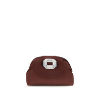 Amina Muaddi Bordeaux Satin Shoulder Bag