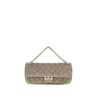 Valentino Garavani Gray Suede Leather Shoulder Bag
