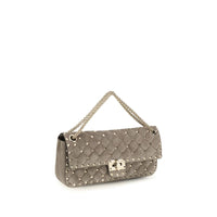 Valentino Garavani Gray Suede Leather Shoulder Bag