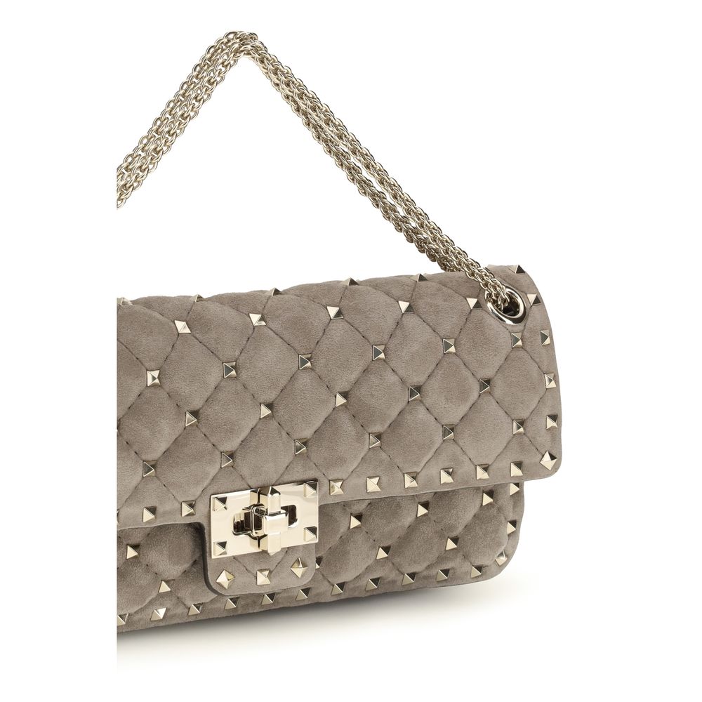 Valentino Garavani Gray Suede Leather Shoulder Bag