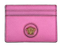 Versace Mini Medusa Pink Grainy Leather Slim Card Case Wallet