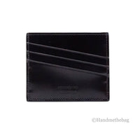 Salvatore Ferragamo Slim Black Embossed Patent Leather Card Case Wallet