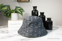 MCM Visetos Dark Grey Recycled Polyamide Cotton Blend Monogram Logo Bucket Hat