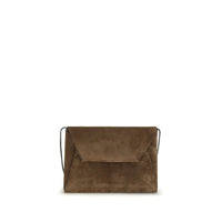 Brunello Cucinelli Brown Calf Leather Bos Taurus Shoulder Bag