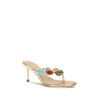 Gianvito Rossi Gold Suede Leather Stiletto Heel Sandals