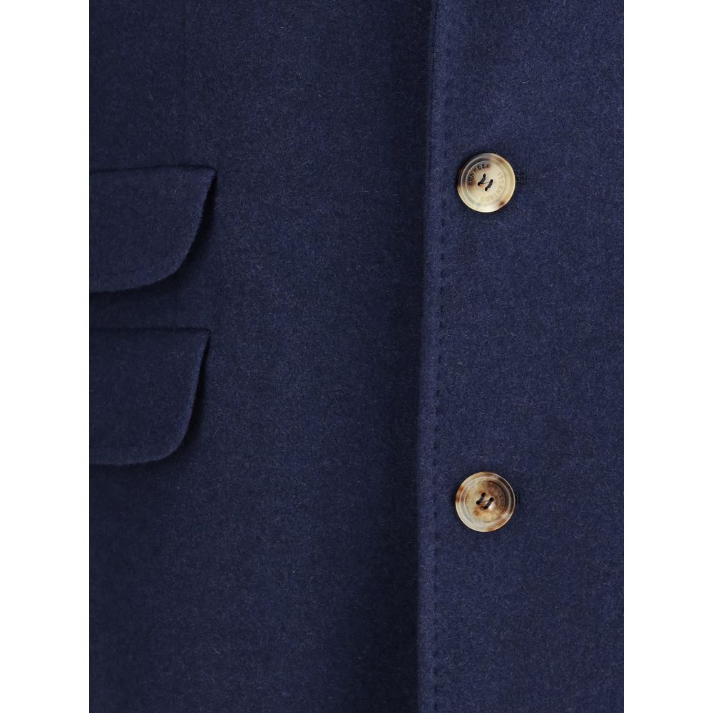 Brunello Cucinelli Blue Cashmere Coat