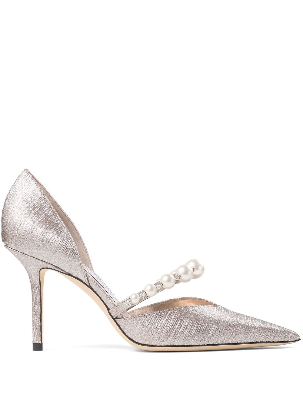 Jimmy Choo With Heel Powder -silver-high heel-faux pearls