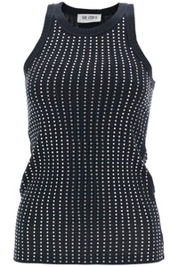 The Attico canotta aderente righe verticali con strass nera