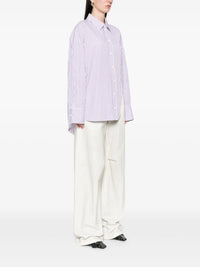 The Attico The Attico white and purple striped oversized shirt