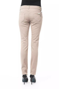 BYBLOS Beige Cotton Women Pant with Front and Back Pockets