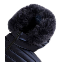 Refrigiwear Blue Nylon Women Jacket with Feather Padding and Fur Hood