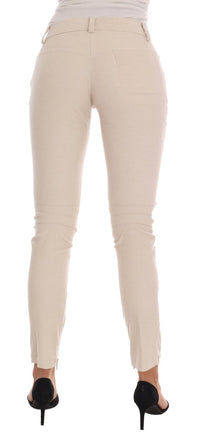 Ermanno Scervino Chic Beige Corduroy Skinny Slim Fit Pants