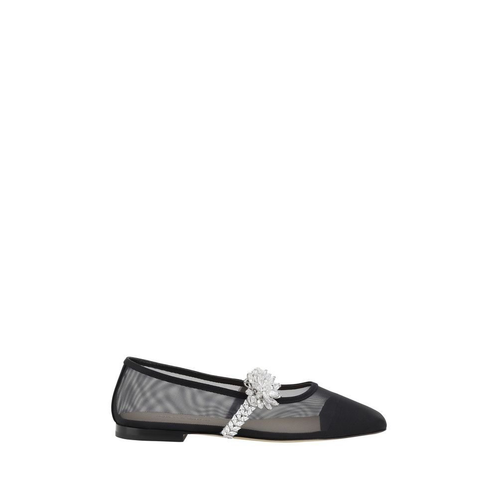 MACH & MACH Lotus Flower Ballerinas -black-flats