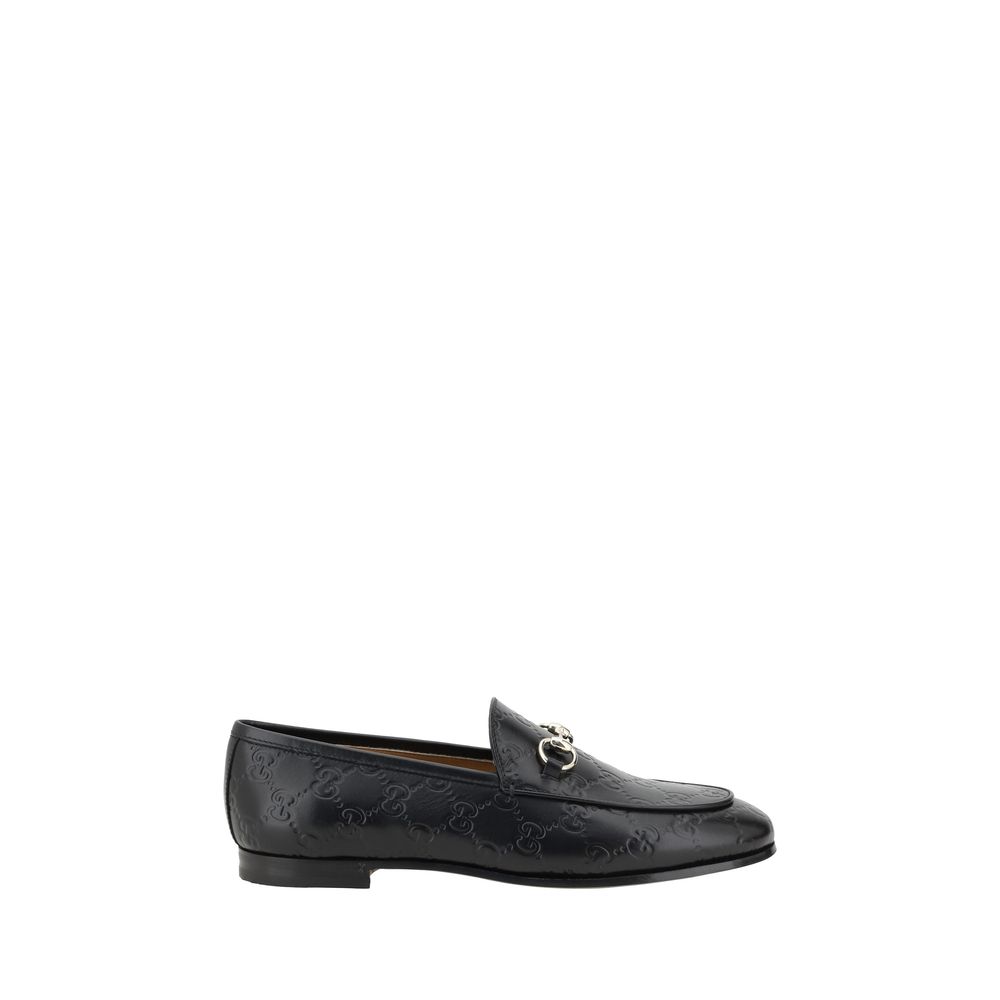 Gucci Logoed Loafers - black-leather-logo