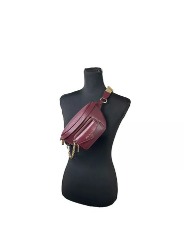 Michael Kors Leather Maise 2 in 1 Fanny Waist Pack Bag Maroon