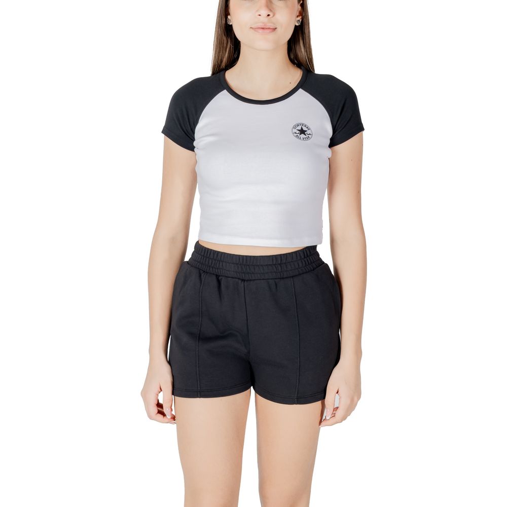 Converse Black And White Cotton Tops & T-Shirt