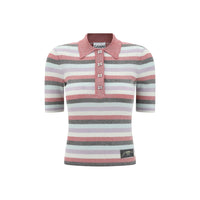 Ganni Striped Polo Top