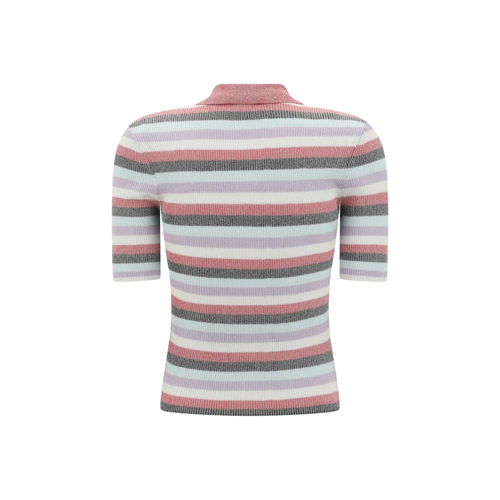 Ganni Striped Polo Top