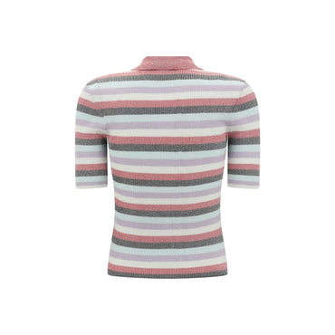 Ganni Striped Polo Top