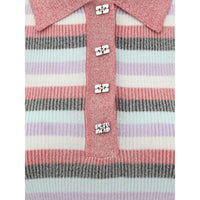 Ganni Striped Polo Top