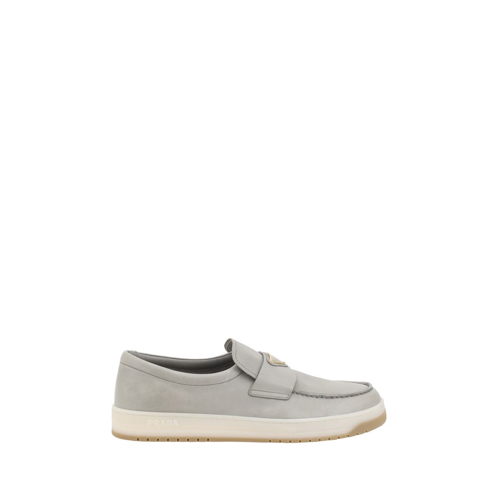 Prada Logoed Loafers -gray-men's shoes